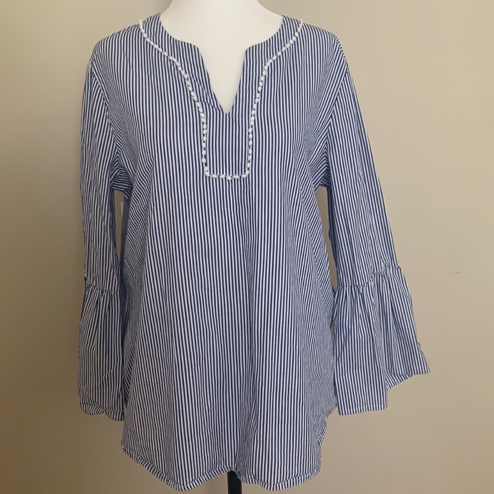 Marc New York blue and white stripes 100% cotton blouse